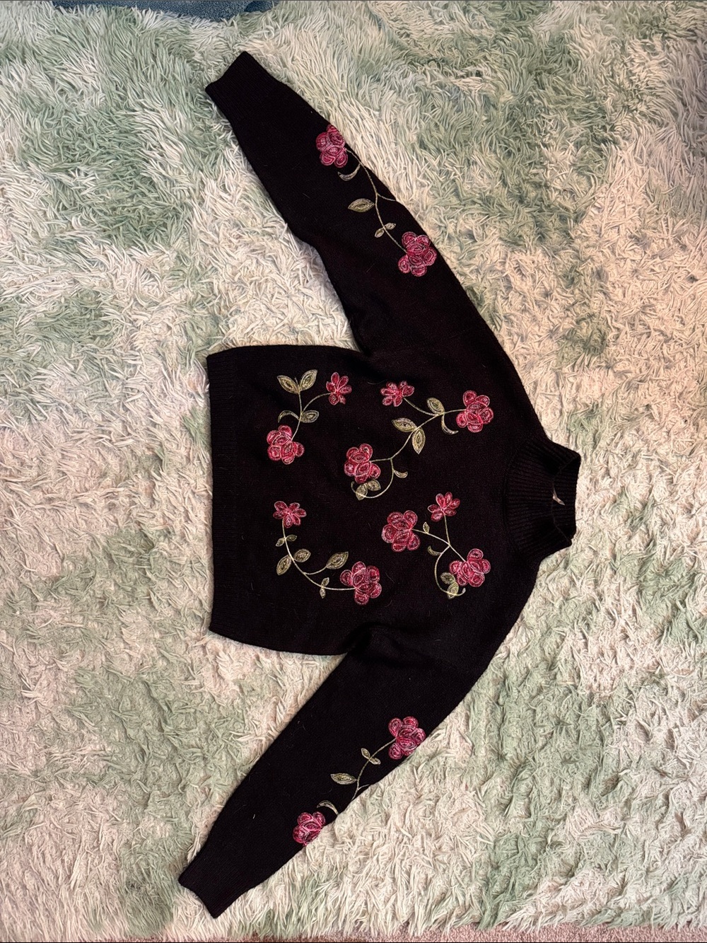 Francescas Black Floral Embroidered Sweater